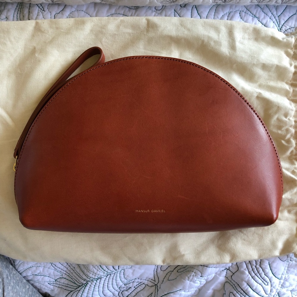 Mansur Gavriel Mini Moon Clutch, brandy